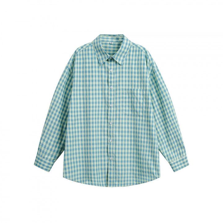 Damen Weites Oversize-Karohemd mit Brusttasche und abgerundetem Saum Drune