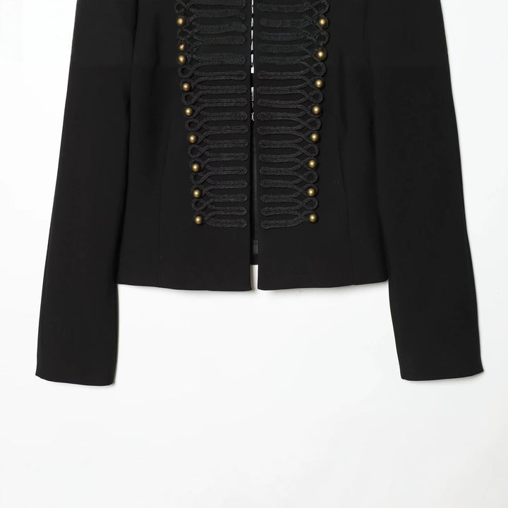 Damen Militärisch-inspirierte Cropped-Jacke mit Stehkragen und Zierkordeln Drune