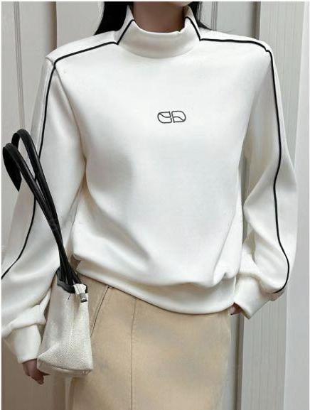 Damen Sportlicher Turtleneck-Pullover mit Kontrastnähten Drune
