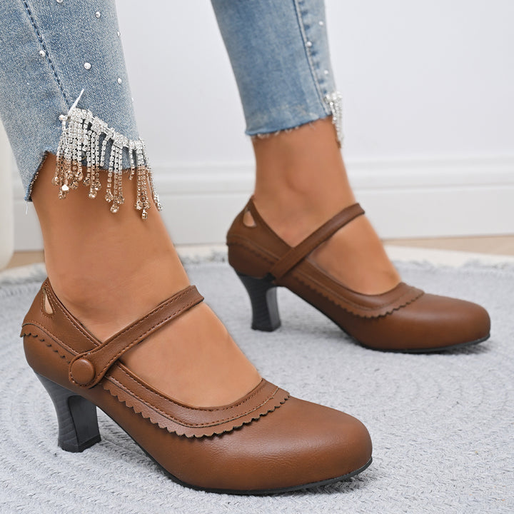 Damen Elegante Mary Jane Absatzschuhe mit verzierten Riemen und anatomischem Fußbett Drune