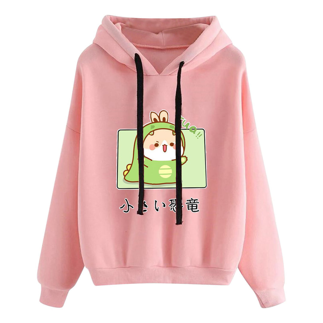 Damen nan kurz geschnittener Cropped-Kapuzenpullover mit niedlicher Frosch-Illustration und verstellbarer Kapuze Drune