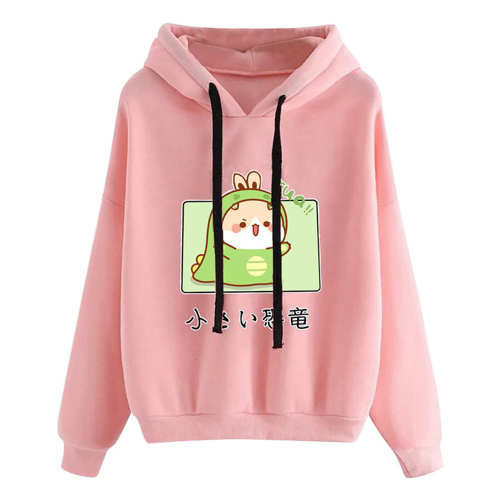 Damen nan kurz geschnittener Cropped-Kapuzenpullover mit niedlicher Frosch-Illustration und verstellbarer Kapuze Drune