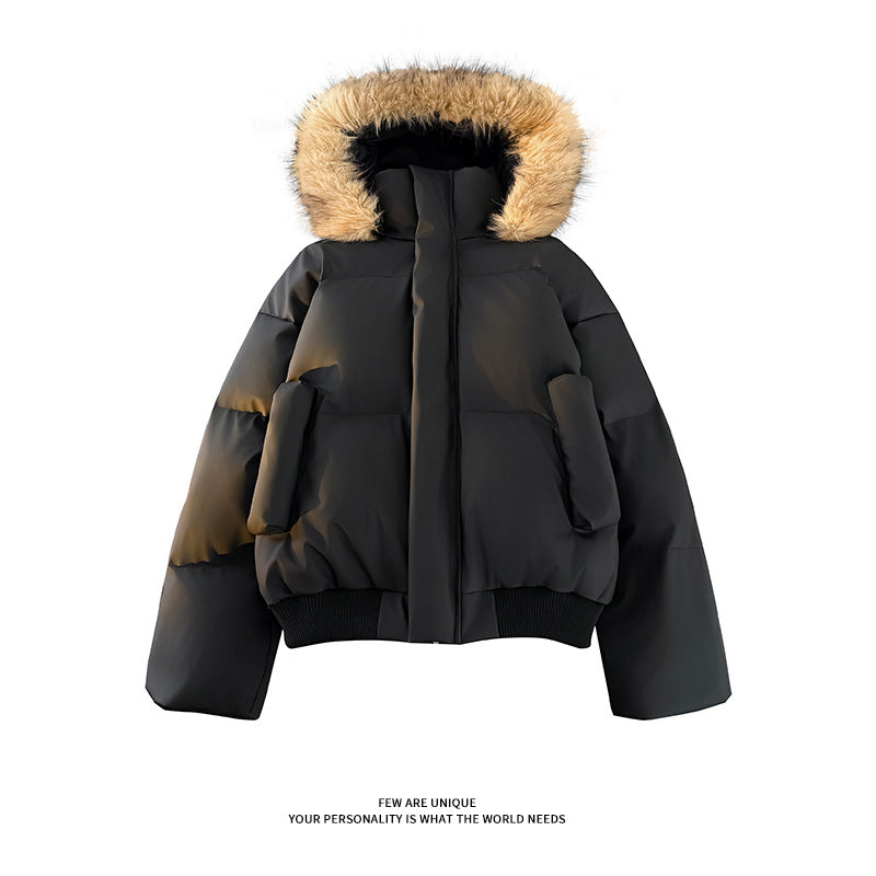 Damen modische Steppjacke mit kuscheligem Kunstfellbesatz und praktischen Taschen Drune