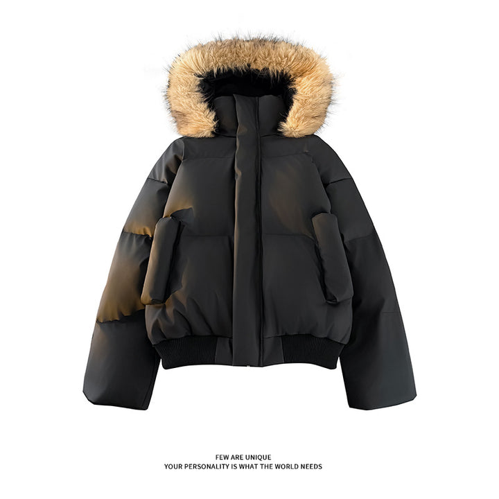 Damen modische Steppjacke mit kuscheligem Kunstfellbesatz und praktischen Taschen Drune