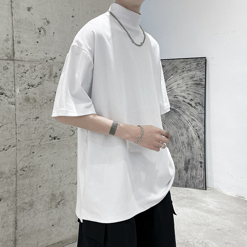 Herren nan oversized Rollkragen-T-Shirt mit halblangen Ärmeln und lässiger Boxy-Passform Drune