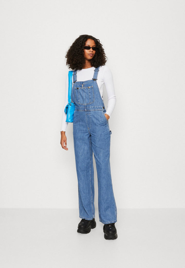 Damen Denim-Latzhose mit weitem Bein und verstellbaren Trägern Drune