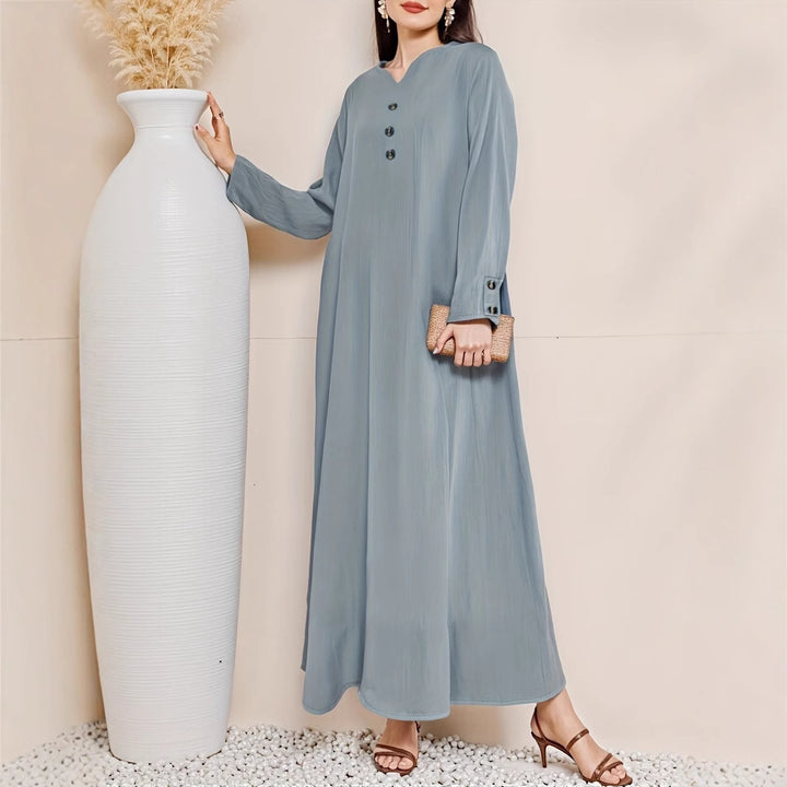 Damen Maxikleid mit eleganter Knopfleiste Drune
