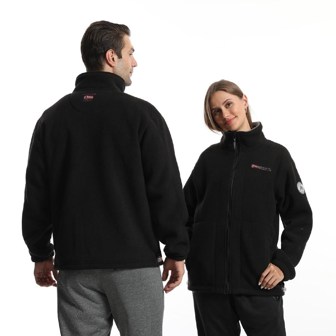 Herren nan Fleecejacke mit Stehkragen, durchgehendem Reißverschluss, zwei Eingrifftaschen und elastischen Bündchen Drune