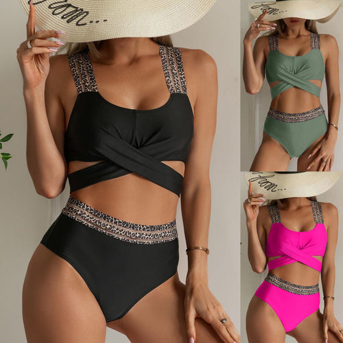 Damen Hochgeschchnittener Bikini mit stilvollen Tiermotiv-Details Drune