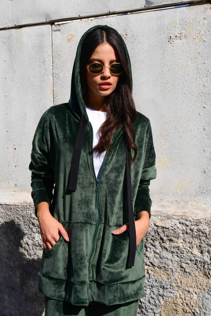 Damen gemütlicher Kapuzenpullover im urbanen Stil mit praktischen Taschen und weichem Material Drune