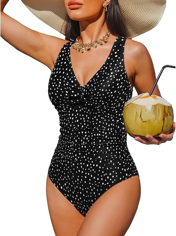 Damen Eleganter Einteiler Badeanzug mit modischem Twist Drune