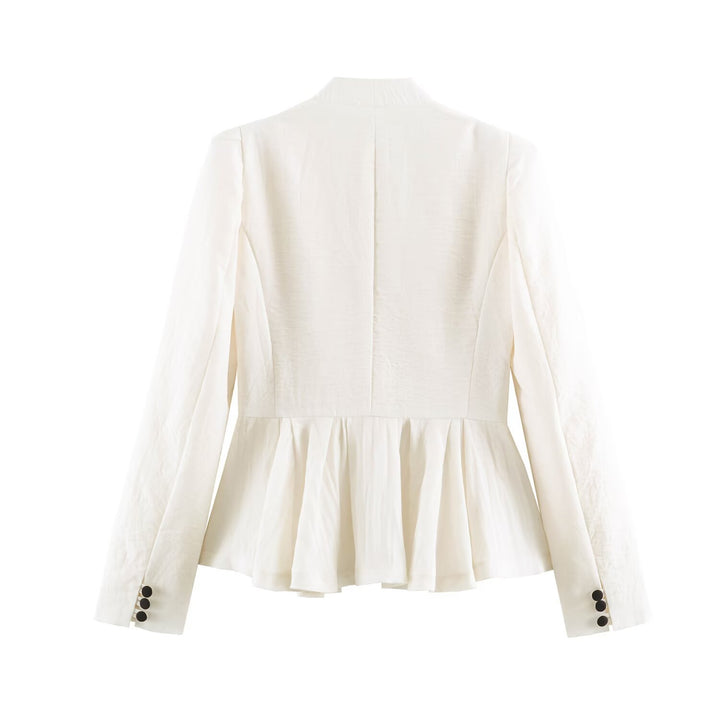 Damen Taillierte Blazerjacke mit tiefem V-Ausschnitt, Schößchen und Zierknopfleiste Drune