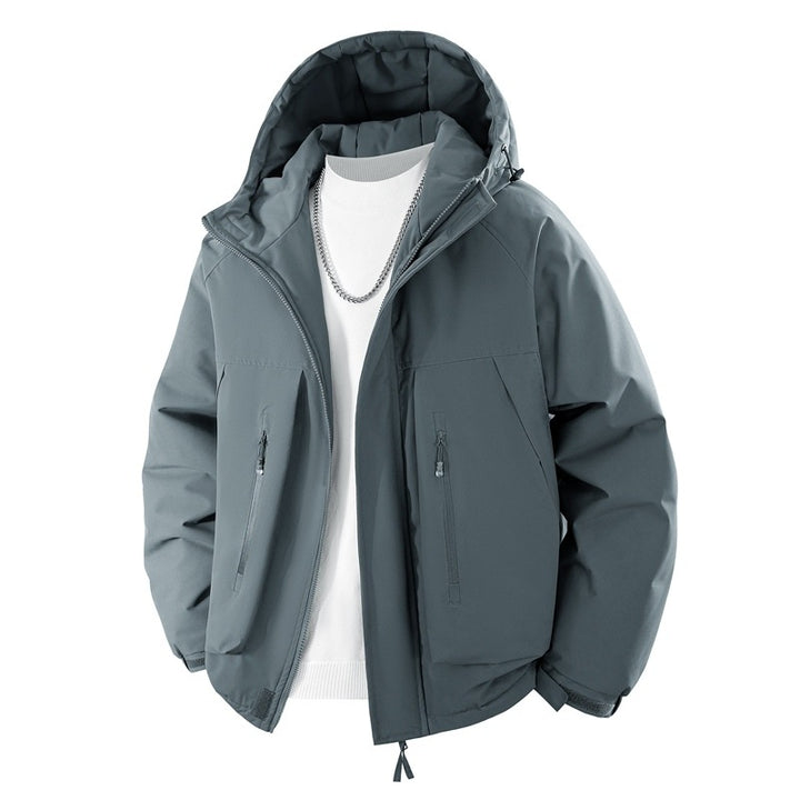 Herren Wattierte Kapuzen-Outdoorjacke mit wasserabweisender Membran und technischen Reißverschlusstaschen Drune