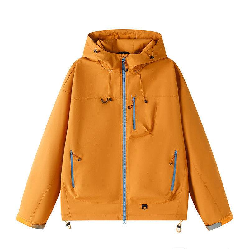Herren Leichte Tech-Softshelljacke mit Kapuze, verstellbarem Saum und Kontrast-Reißverschlüssen Drune