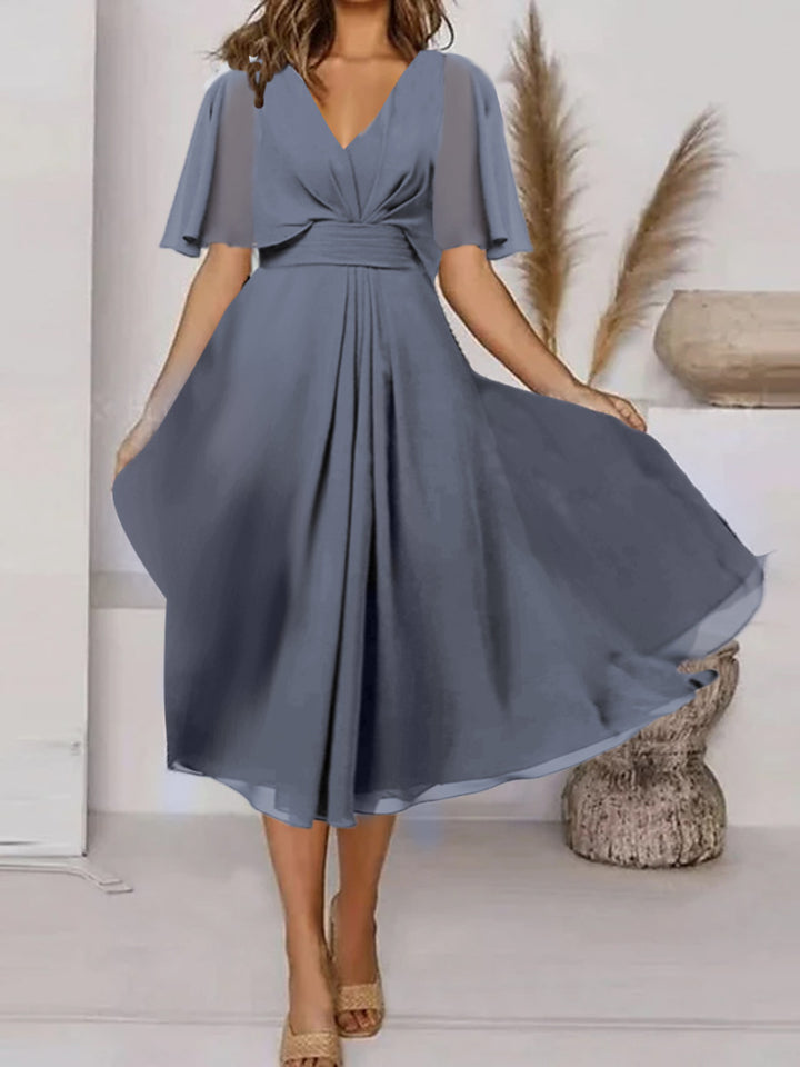 Drune | V-Ausschnitt Taille Swing Kleid