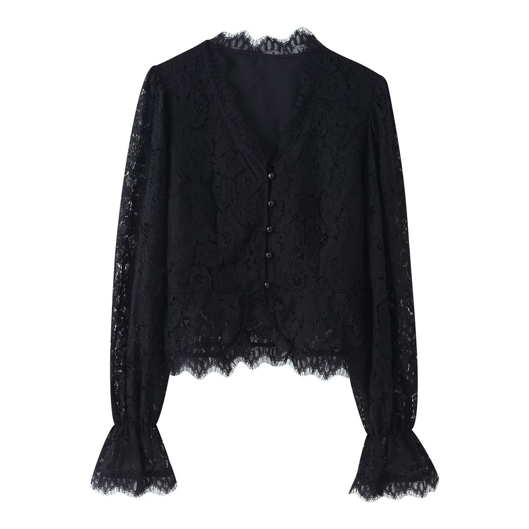 Damen Spitzenblusen- und Rock-Set Drune
