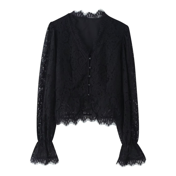Damen Spitzenblusen- und Rock-Set Drune