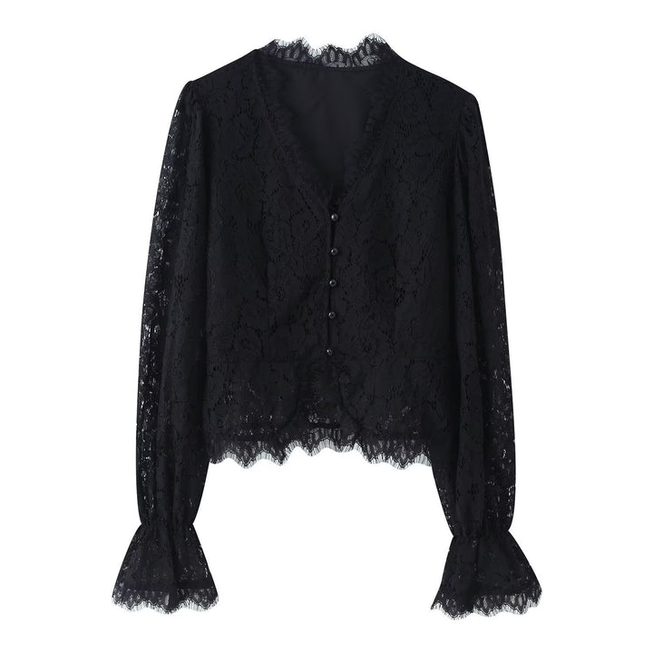 Damen Spitzenblusen- und Rock-Set Drune