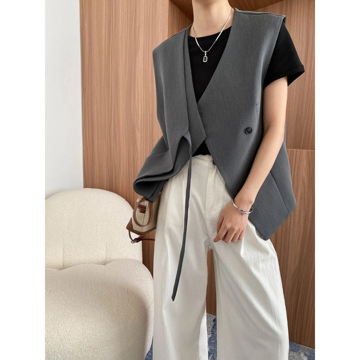 Damen elegante Wickelweste mit taillierbarem Design Drune