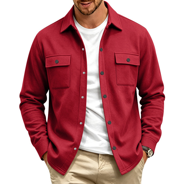 Herren Overshirt-Jacke aus Baumwollmischung mit Druckknöpfen und doppelten Brusttaschen Drune