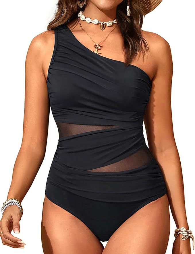Damen stilvoller Badeanzug mit asymmetrischem Schnitt Drune