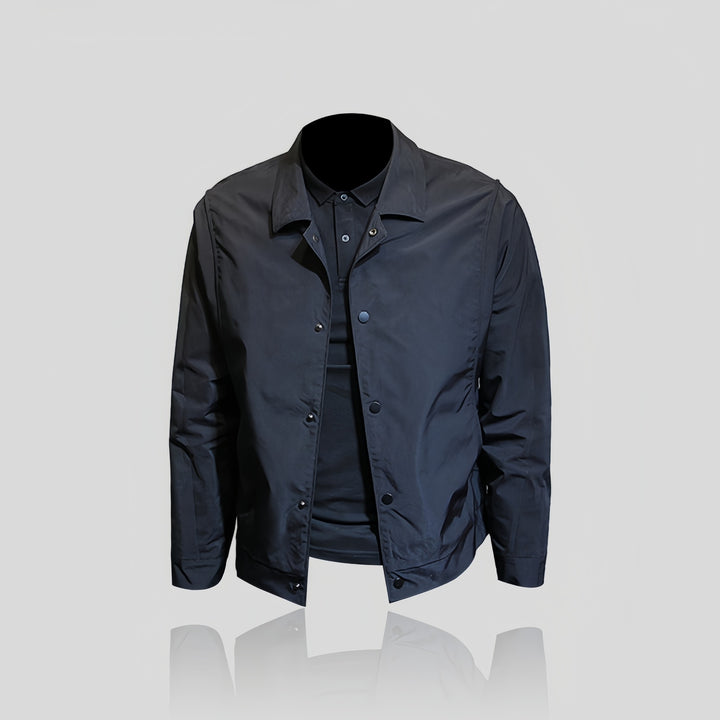 Herren Leichte Coachjacke mit Druckknopfleiste, Hemdkragen & windabweisender Mikrofaser Drune