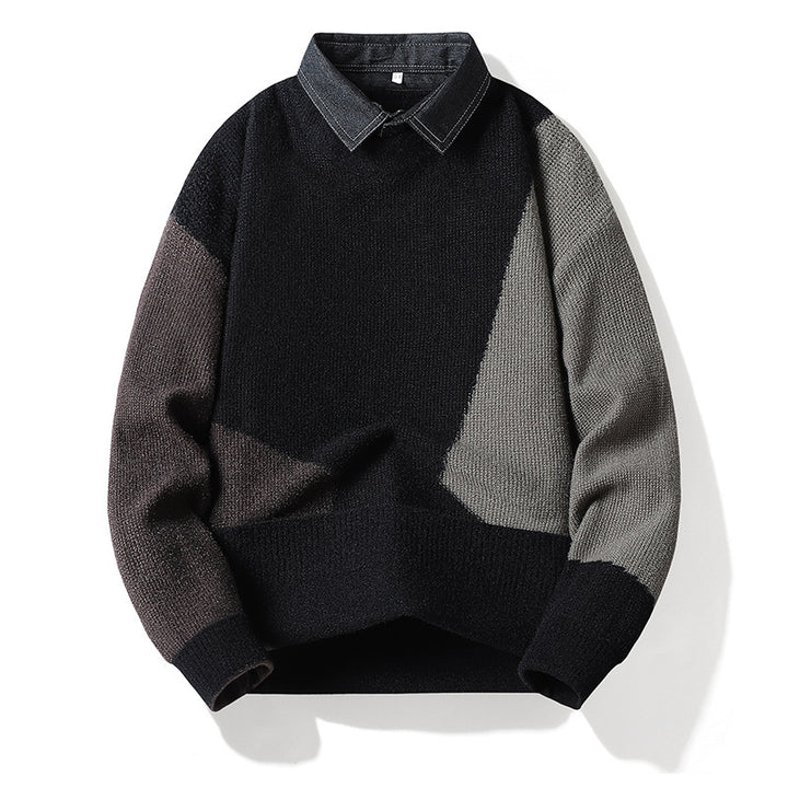 Herren Modischer Strickpullover mit Hemdkragen Drune