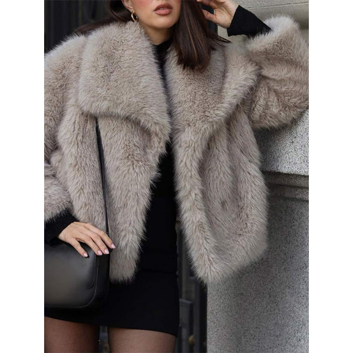 Damen Kuschelige Teddy-Jacke mit breitem Revers Drune