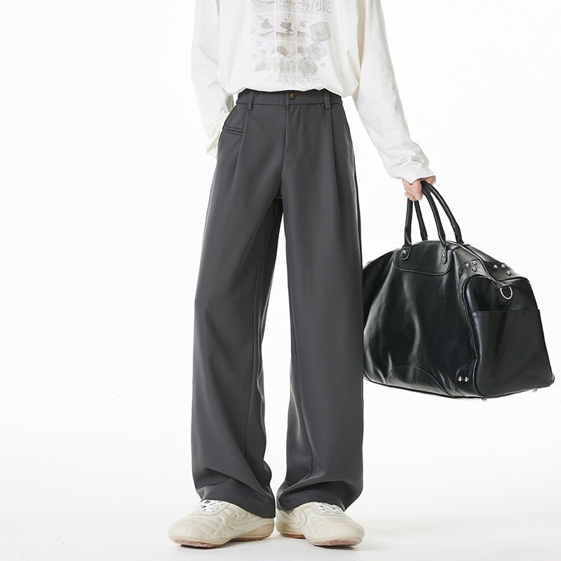 Damen Locker sitzende Bundfalten-Hose mit elastischem Komfortbund und geradem Saum Drune