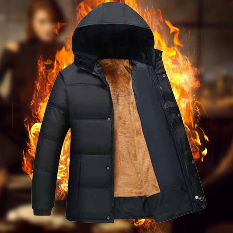 Herren modische Steppjacke mit kuscheligem Innenfutter und verstellbarem Kapuzenkragen Drune