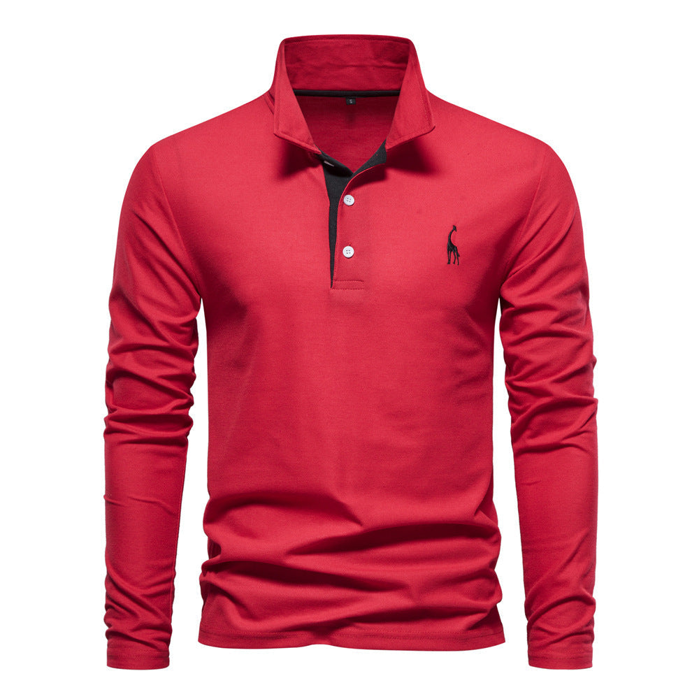 Herren Langarm Poloshirt mit modernem Kragen und atmungsaktiver Baumwollqualität Drune