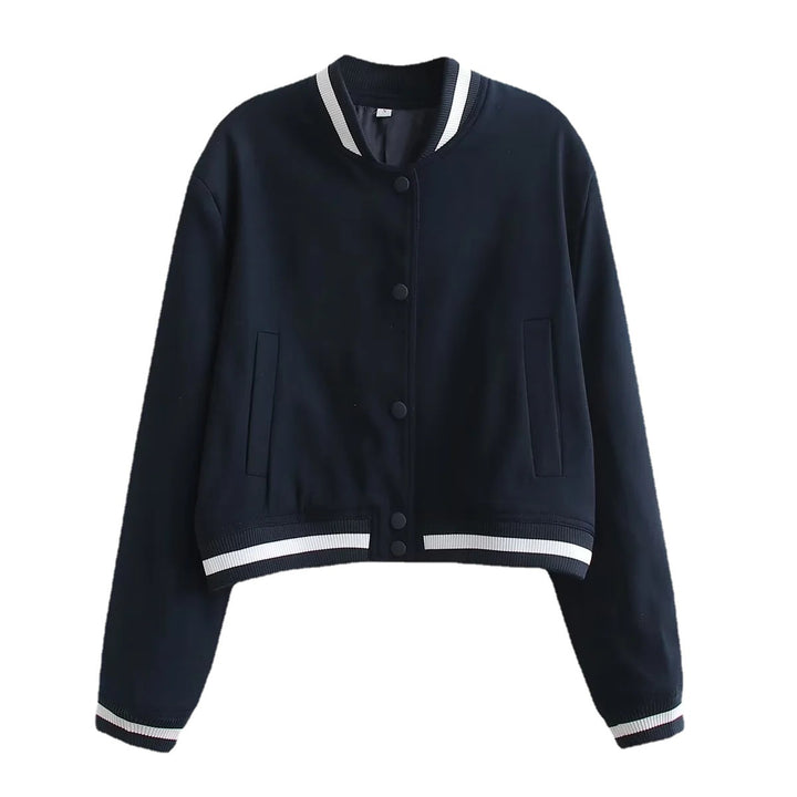 Damen modische Bomberjacke mit kontrastierendem Strickbund und praktischen Taschen Drune
