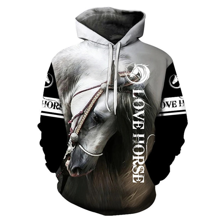 Unisex Kapuzenpullover mit kreativem Wolfsmotiv Drune