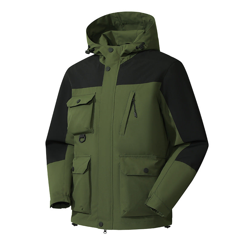 Herren technische Outdoorparka mit Kapuze, wasserabweisender Shell und Mehrfachtaschen Drune