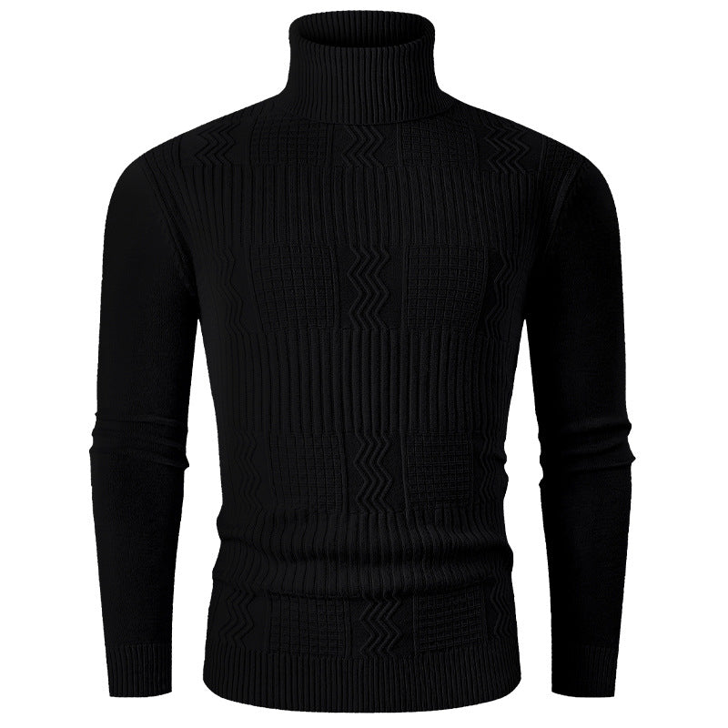 Herren Rollkragenpullover aus Feinstrick mit strukturiertem Jacquardmuster und tailliertem Schnitt Drune