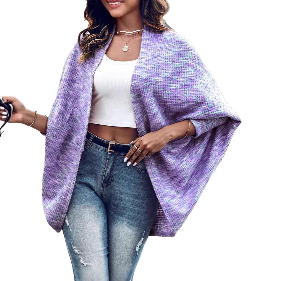 Damen Oversized Strickponcho mit offener Front und Bouclé‑Struktur Drune