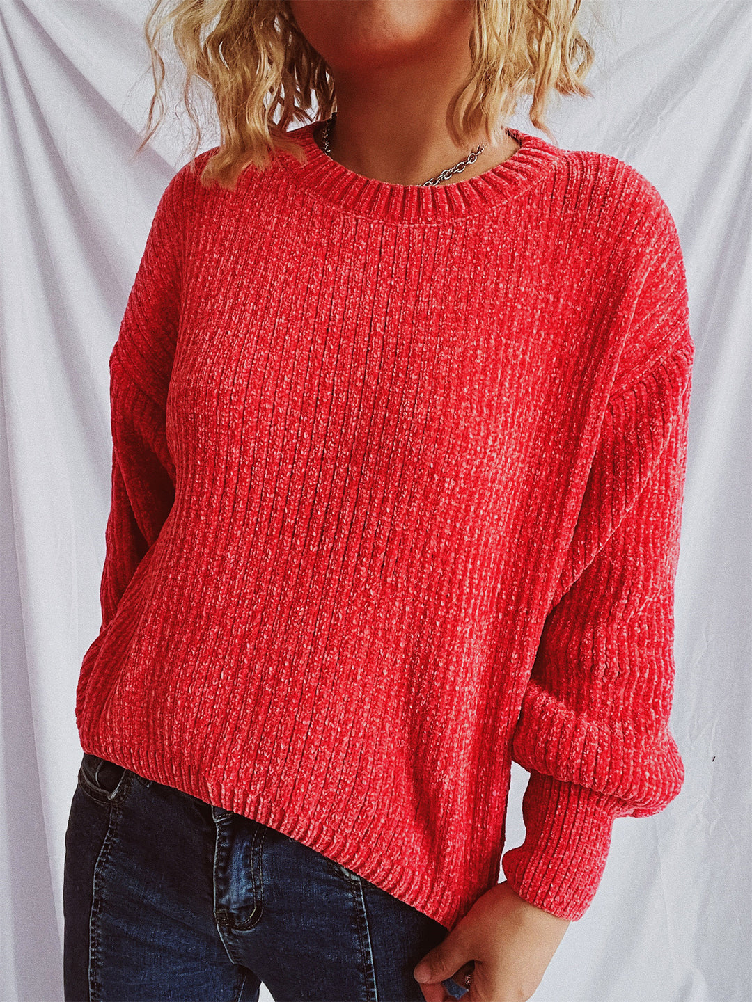 Damen Grobstrickpullover mit weitem Schnitt und strukturiertem Design Drune