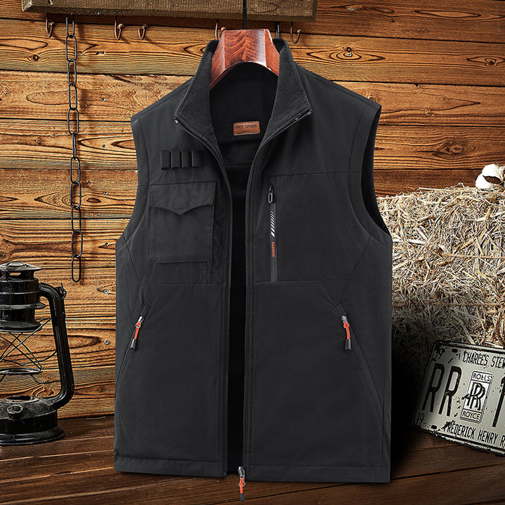 Herren Multifunktionale Outdoor‑Weste mit Fleece‑Futter, Mehrfachtaschen und Patronen‑Schlaufen Drune