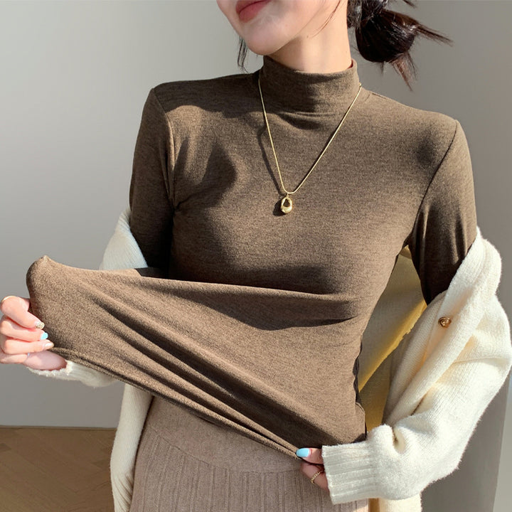 Damen Elegant und Bequem Langarmshirt mit Stehkragen Drune