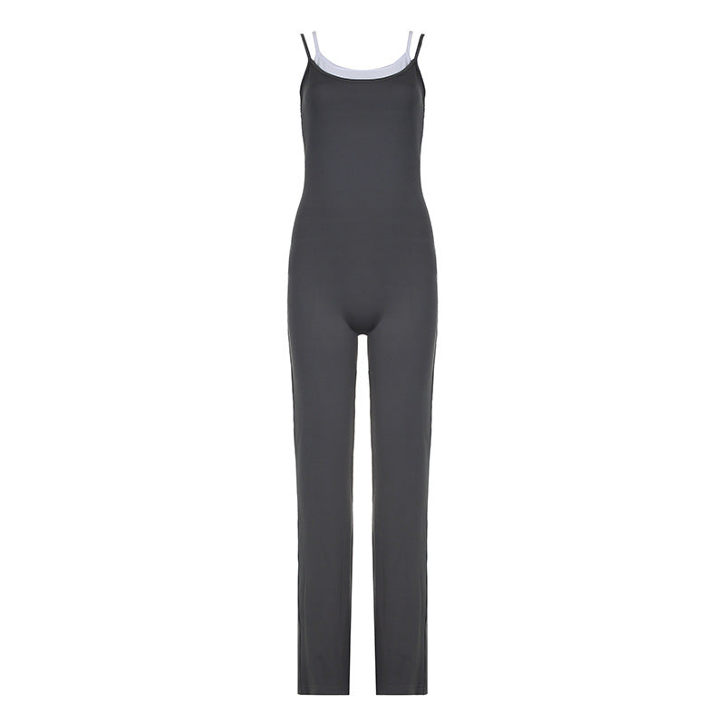 Damen Jumpsuit mit schmalen Trägern und modernen Streifen Drune