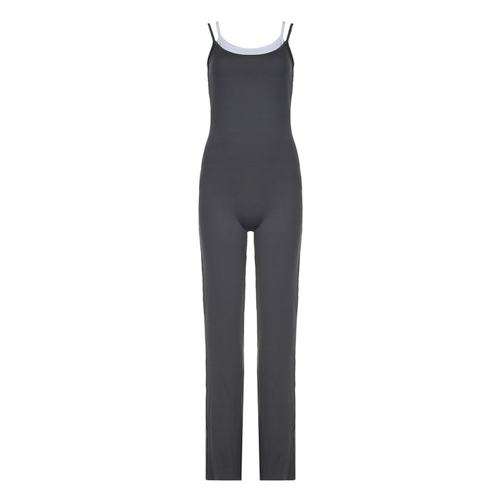 Damen Jumpsuit mit schmalen Trägern und modernen Streifen Drune