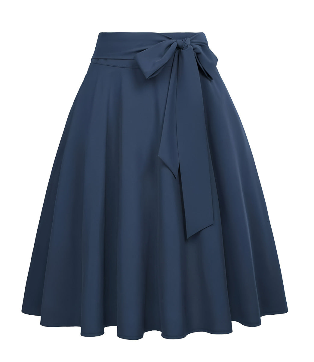Damen schwingender Midirock mit Rückenschleife