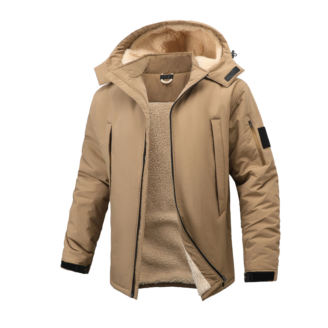 Herren  isolierte sherpa-gefütterte Parka mit Kapuze und Reißverschluss sowie Utility-Ärmeltasche Drune