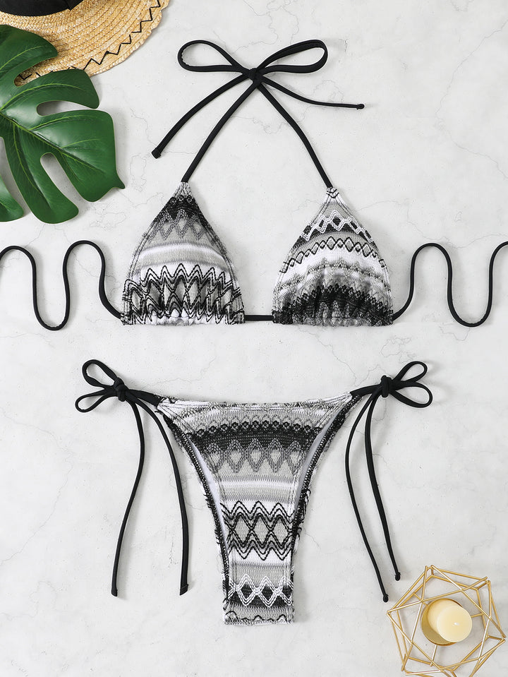 Damen Triangel-Bikini mit buntem Ethno-Muster Drune