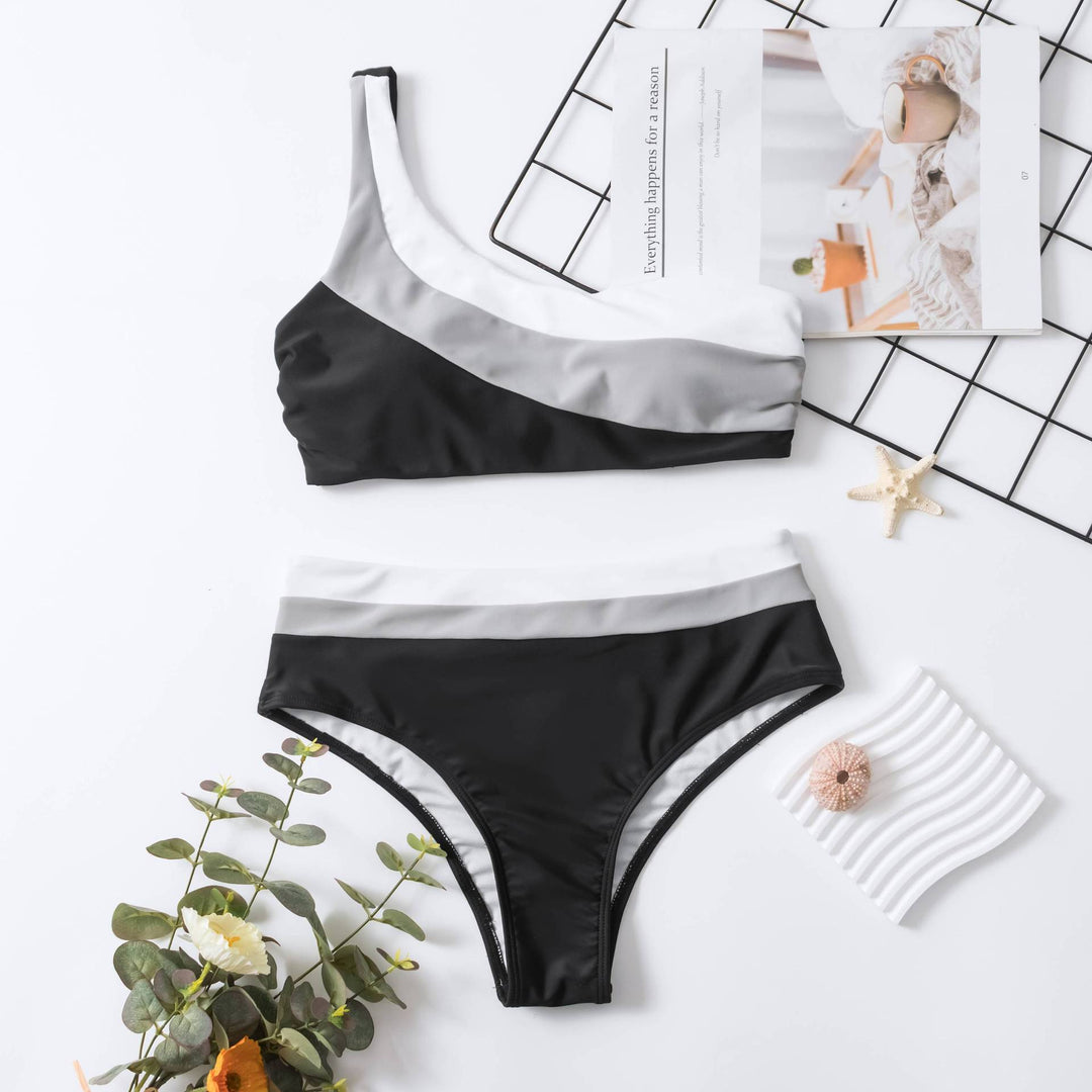 Damen Crop-Bikini mit asymmetrischem Design und hohem Bund Drune