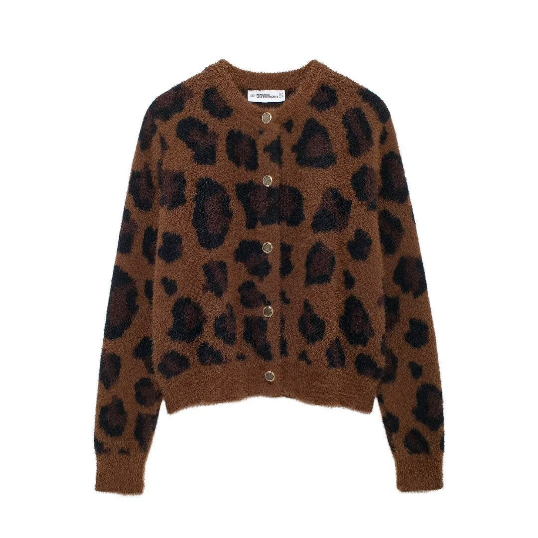 Damen Kuscheliger Leopardenpulli Drune