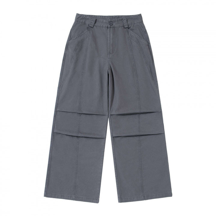 Damen weite Cargo‑Hose mit Stufennaht, hoher Taille und breitem Bein Drune