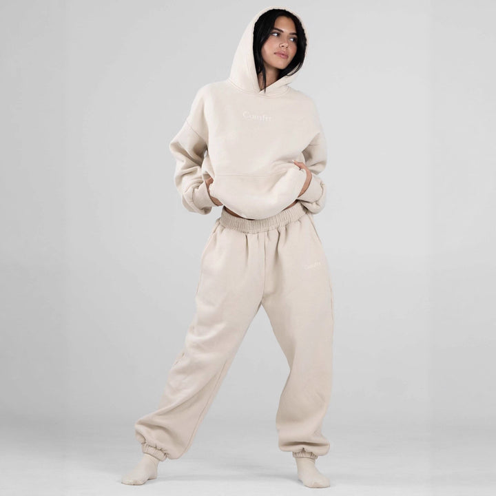 Damen nan lässige Sweatpants mit hohem Bund, seitlichen Eingrifftaschen und elastischen Bündchen Drune