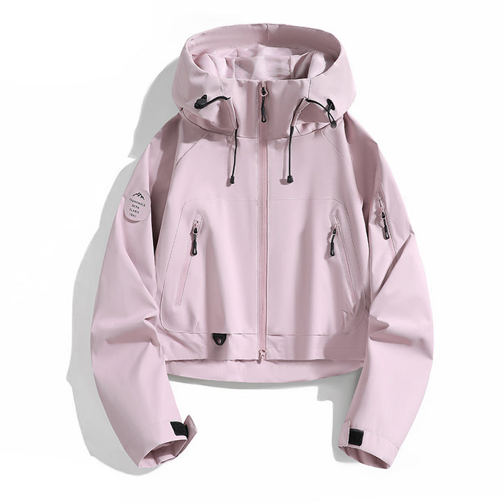 Damen Sportliche Outdoor-Jacke mit verstellbarem Kapuzenzug Drune