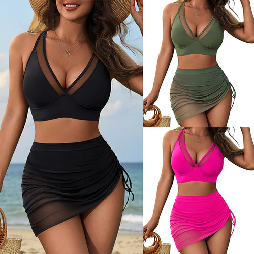 Damen Sportives Bikini-Set mit verstellbarem Wickelrock und modischen Details Drune